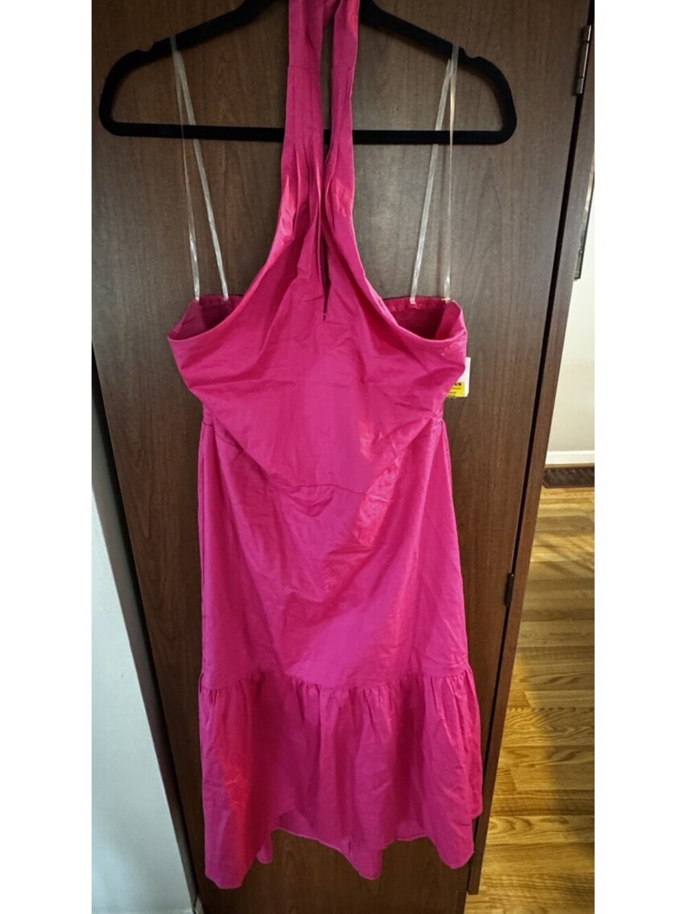 Nine West Womens M Pink Halter Midi Dress Lined Cotton Blend NWT Cocktail Cruise